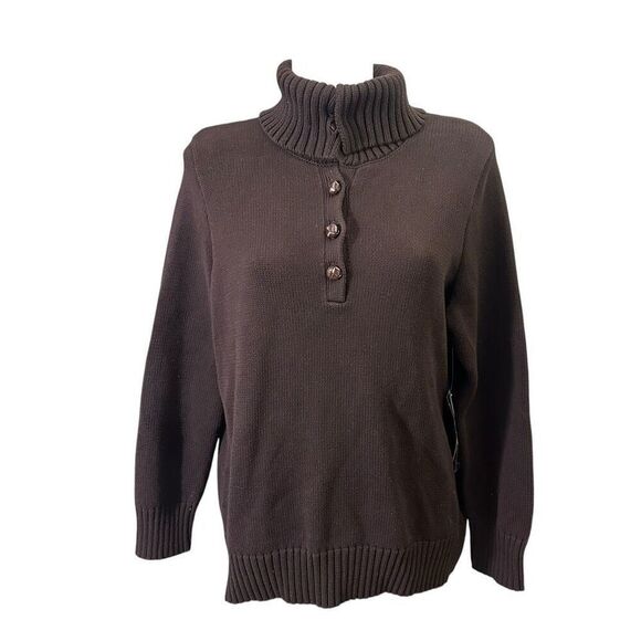 LAUREN‎ Ralph Lauren Chestnut Chunky Ribbed Knit Turtle Neck Sweater 1X NEW - Picture 1 of 10